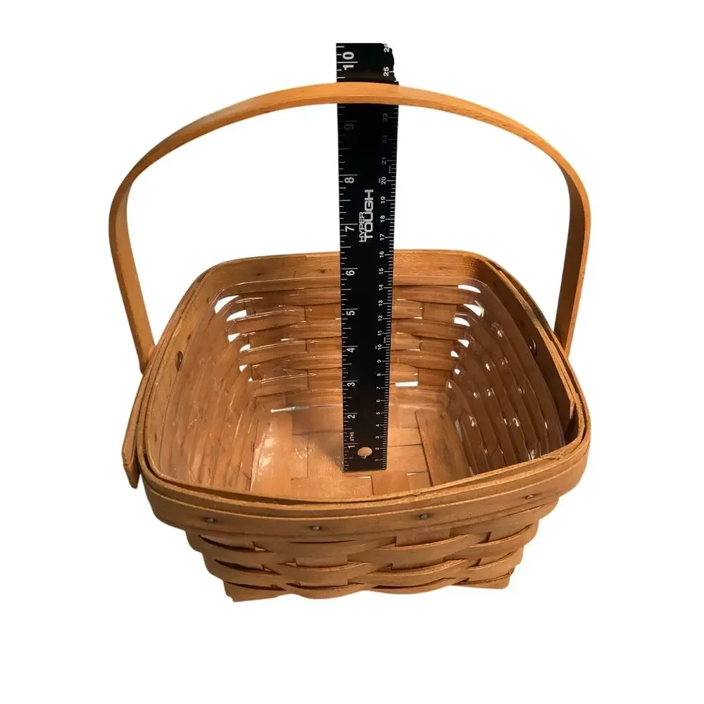 1992 Longaberger Square Basket with Swinging Handle Plastic Protector *READ*